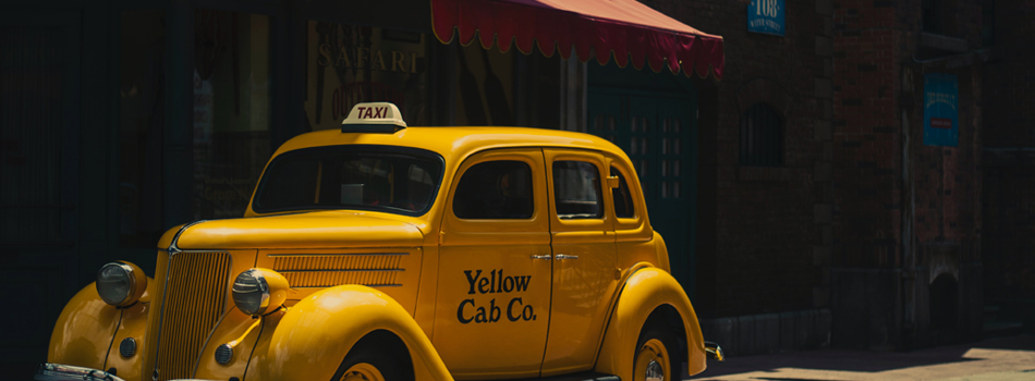 usj パーク内の黄色のタクシー